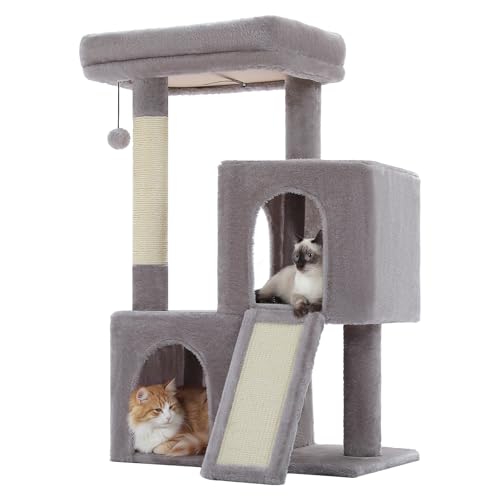 Cat Tree 35" Cat Tower with Dual Condos for Indoor Cats (Gray / 35 Inches)