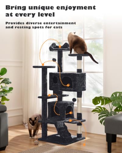 54in Cat Tree Tower (Black / 54in)