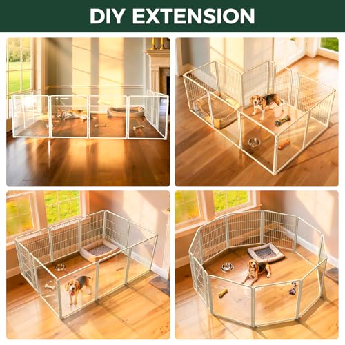 AuraSpace Pro Acrylic & Wire Mesh Indoor Dog Playpen (White / 32"H)