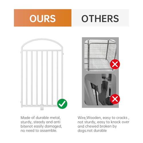 4 Panles Full Matel Freestanding Dog Gates with Door (【4 Panels with Door】96"W*32H" / White)