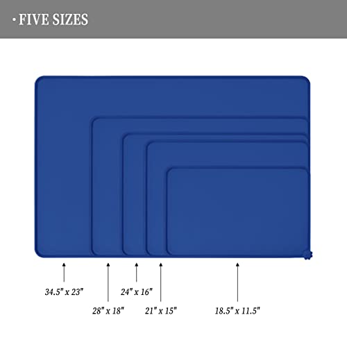 Silicone Pet Feeding Mat (Navy Blue / 22" x 14")