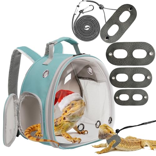 Bearded Dragon Travel Backpack with Harness and Leash Set (Green)