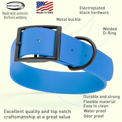 Biothane Waterproof Dog Collar Strong Coated Nylon Webbing with Black Hardware Odor