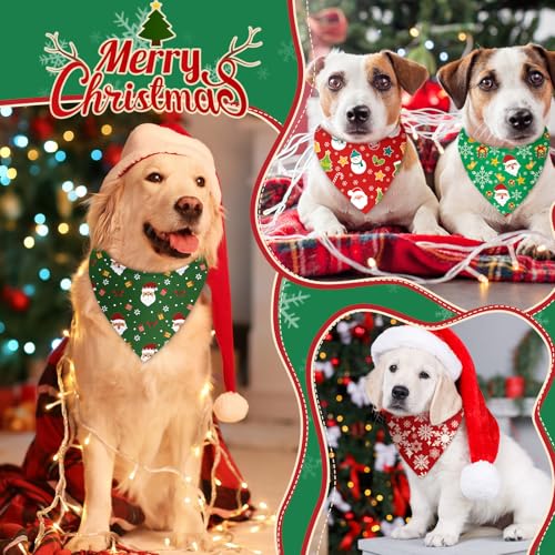 500 Pcs Christmas Bandanas for Dogs Xmas Bandanas Bulk with Santa Snowflake Candy Cane Patterns Soft Bibs Adjustable Triangle Doggie Scarf for Small Medium Large Pet 25.6 x 17.7 x 17.7 Inch (Christmas)