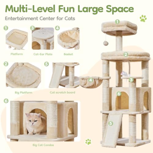 Sturdy Cat Tree (Beige / 58.7 Inches)