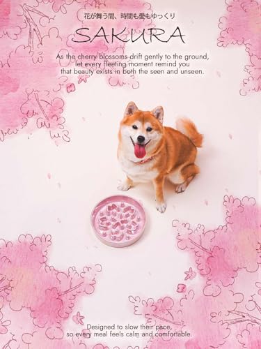 Dog Bowls Slow Feeder Ceramic (Sakura Pink / M-1.5 Cups)