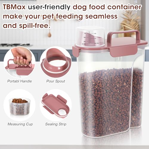 Portable Dog Food Storage Container 5 to 7 Lbs (Dusty Rose / 6 Qt)