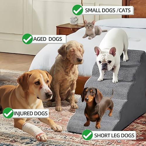 5 Step Pet Stairs Ramp for High Beds Sofas 23 (Grey / 5-step)