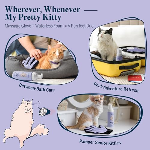 Pretty Kitty Waterless Cat Dry Shampoo with Grooming Glove (Shampoo Kit for Right-Handed)