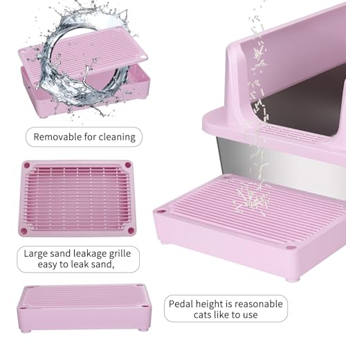 Open Cat Litter Box (Light Pink / 23.8"L*16"W*12"H)