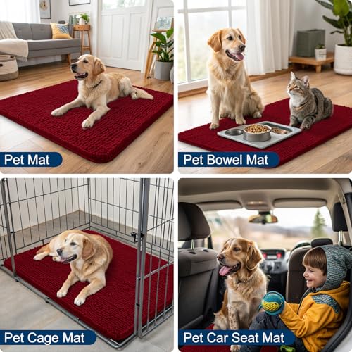 Dog Door Mat for Muddy Paws 34x21 (Burgundy / 34"X21")
