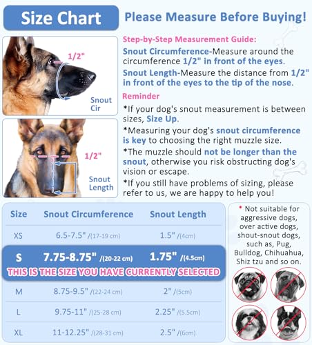 Soft Muzzle for Medium Large Sized Beagle Labrador German Shepherd (Black / S)