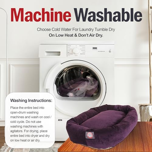 24 Inch Micro Velvet Calming Dog Bed Washable (Aubergine)