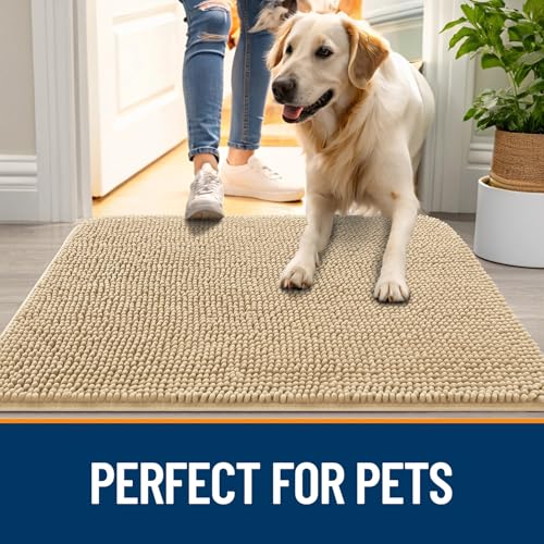 Dog Door Mat for Muddy Paws 47x17 (Beige / 47" X 17")