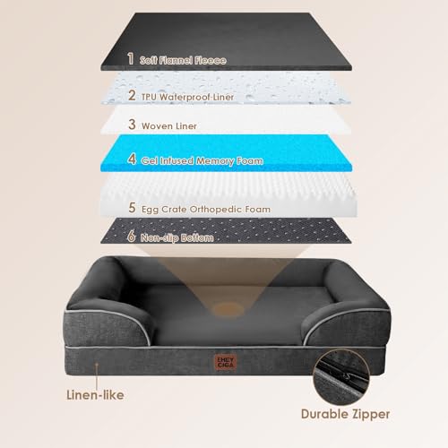Orthopedic XXL Dog Bed (Dark Grey / 46.0"l X 35.0"w X 7.5"th)