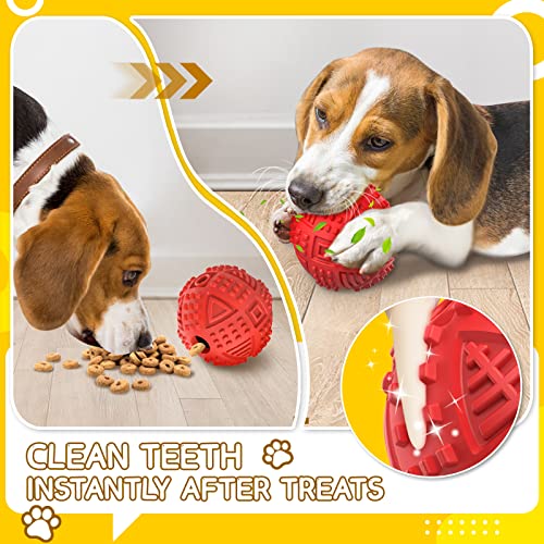 Dog Balls Treat Dispensing Dog Toys for Aggressive Chewers Large Breed (Large / Ball-Red)