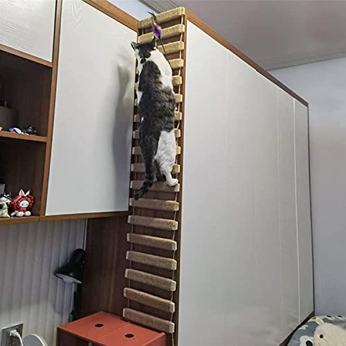 Outdoor Cat Tree with Wall Climbing Bridge & Rope Ladder (Classic Natural Wood / 20in)