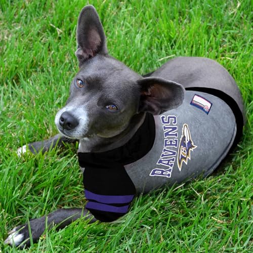 Hoodie for Dogs & Cats. NFL Football Licensed Dog Hoody Tee Shirt (Small / Baltimore Ravens)