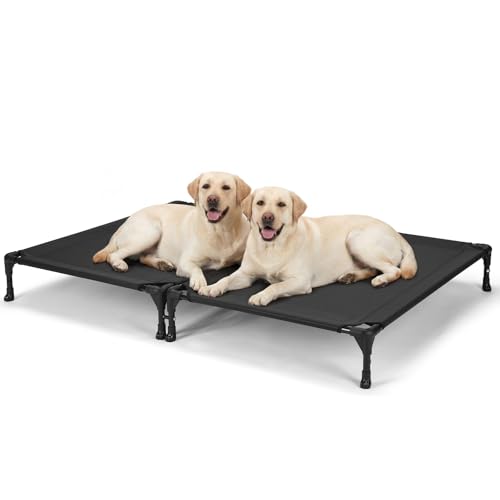 2 Pack Cooling Elevated Dog Bed (42.0"L x 30.0"W x 7.0"Th / 2Packs - Black (Connectable))