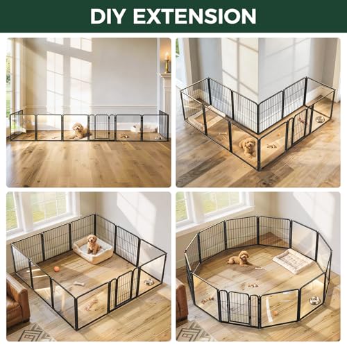 AuraSpace Pro Acrylic & Wire Mesh Indoor Dog Playpen (Black / 24"H)