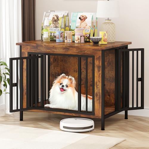 31.5" Dog Crate Furniture for 1 or 2 Dogs (Brown / 31.5"L x 23.6"W x 27.9"H)