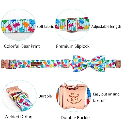 Dog Collar Summer Dog Collar with Bow tie (Colorful Bear / Small (Pack of 1))