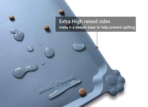 X Large Silicone Non Slip Pet Dog Cat Bowl Mats (28"L x 20"W / Gray)
