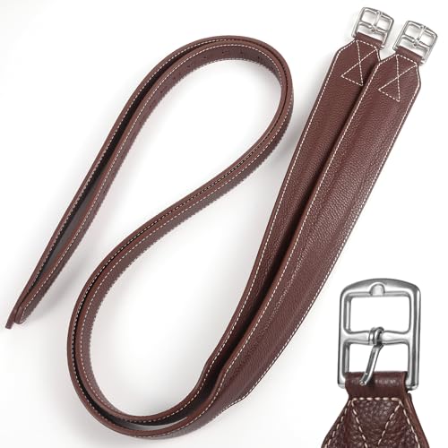 Stability Stirrup Leathers with Strong Nylon Core for Equestrian Riding Wide Body English Stirrup Leathers (54" / 135cm / Reddish Coffee)