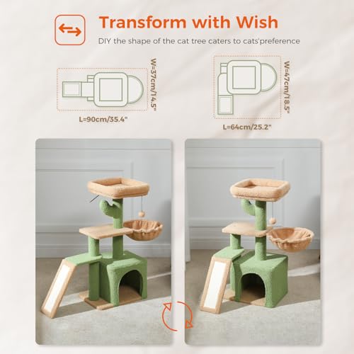 Cactus Cat Tree for Kittens & Small Cats (Green)