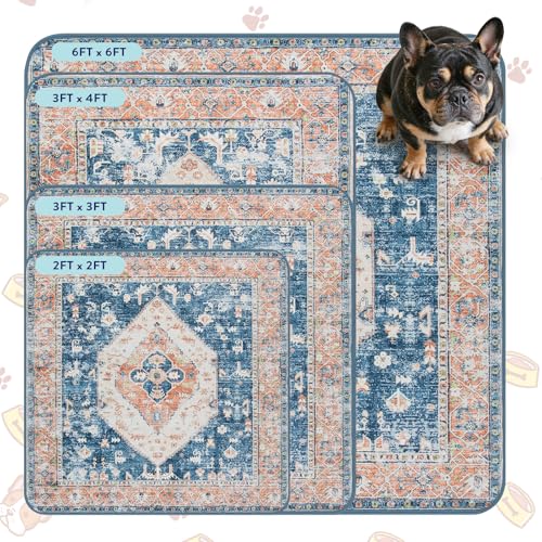 Reusable Washable Puppy Pads (Beige Blue / 3FT x 4FT (Pack of 2))