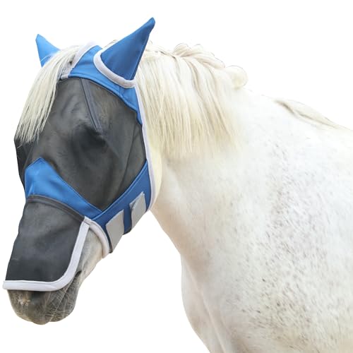 Horse Fly Mask with Ears & Long Nose (Royal Blue / Pony)