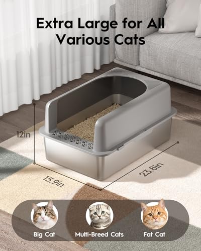 Stainless Steel Cat Litter Box (X-Large)
