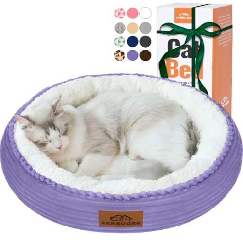 20in Violet Round Dog Bed Sofa for Dogs Cats (Violet / Small)