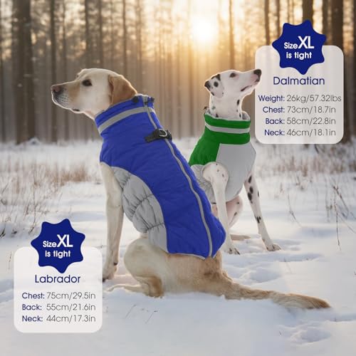 Dog Jacket for Small Dogs Warm Dog Jackets with Harness Built in (Green / S(chest:17in))