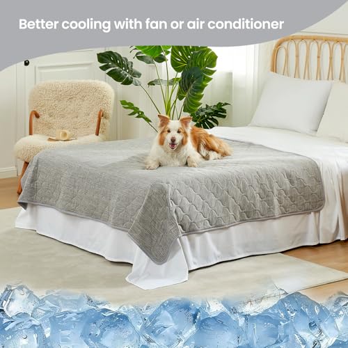 Deluxe Leakproof Cooling Blanket for Large Dogs Q (Heather Silver Grey / 60*80)