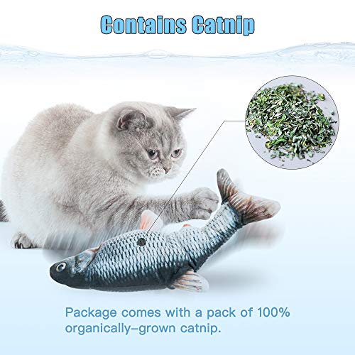 2 Pack 9" Floppy Fish Cat Toys with SilverVine and Catnip for Indoor Cats for Small Dogs Interactive Automatic Flopping Kicker Toys for Cats Puppy (Red Carp + Carp)
