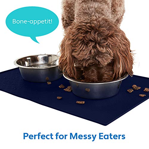 100% Waterproof Dog Food Mat (Navy / 24"L x 16"W)