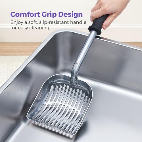 Metal Cat Litter Scoop (17" x 5.6" / Silver Metal (Black Foam Handle))