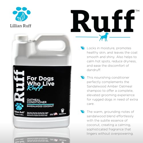 Ruff by Lillian Ruff Sandalwood Coconut Oatmeal Conditioner for Dogs (Gallon With Pump)