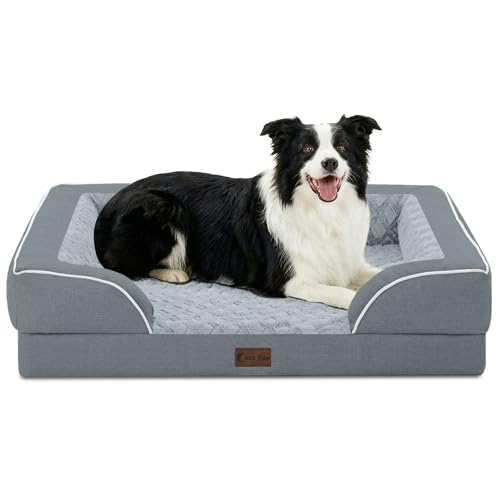 Waterproof Orthopedic Dog Bed for Medium Dogs (Grey / 35.0"L x 22.0"W x 7.0"Th)