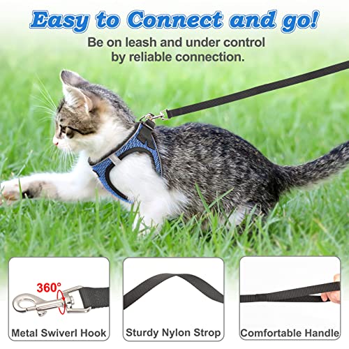 Cat Harness and Leash for Walking Escape Proof (L / Blue)