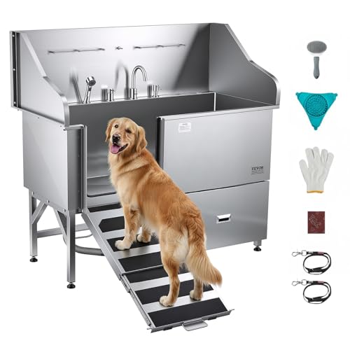 Professional 304 Stainless Steel Dog Bathing Station (61 inch / Left RAMP)