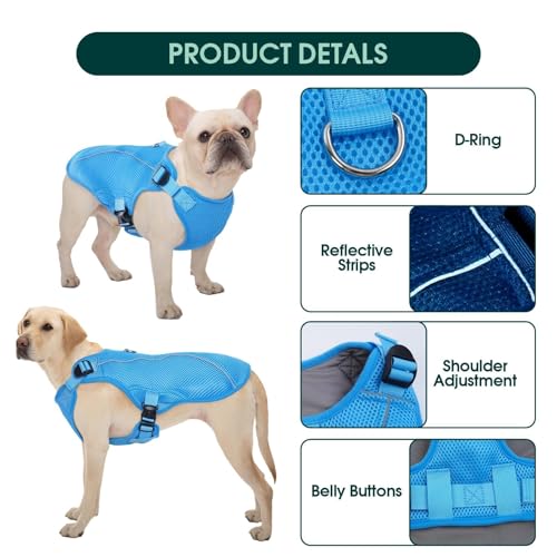 Dog Cooling Vest for Large Dogs with with Sun Protection (Xxl (Chest Girth:31.1'') / Ocean Blue)