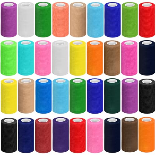36 Pcs Self Adherent Bandage 4" X 5 Yard Wrap Breathable (Various Colors / 4" X 5 Yard)