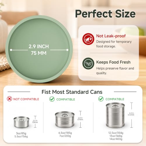 Silicone Pet Food Can Lids (2.9in/75mm(12.5-14oz) / Camo Green+Light Green)