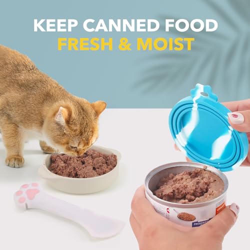 5 PCS Pet Food Can Lids and Spoons Set (Green)