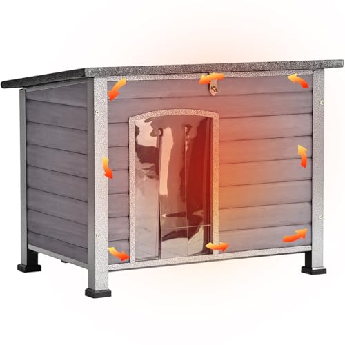 Dog House Outdoor Indoor Weatherproof Dog House for Small & Medium & Large Dogs with Unique All (33.5"Grey)