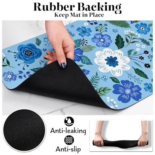 Dog Food Mats for Floors (Blue / 20"L x 12"W)