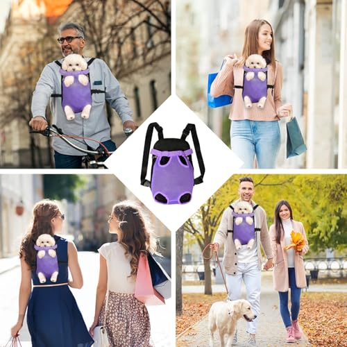 Dog Carrier Backpack Pet Legs Out Front Cat Travel Bag (X-Large / Purple)