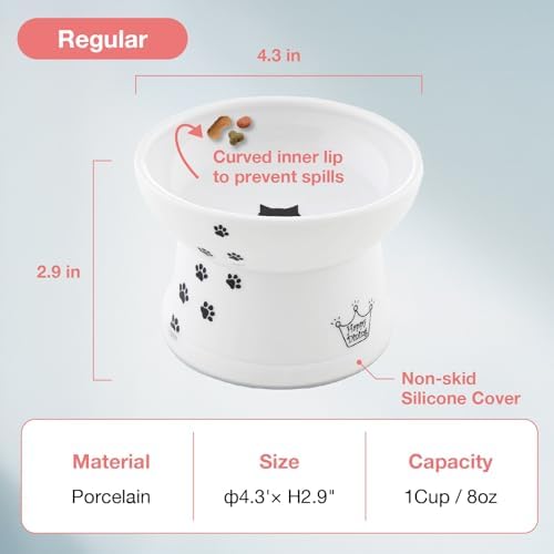 Necoichi Porcelain Ceramic Elevated Cat Food Bowl (Cat / Regular)
